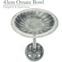 Round Pedestal Bird Bath - Grey
