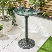 Clam Shell Pedestal Bird Bath - Green