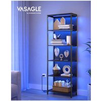 VASAGLE 6-Tier LED Bookshelf with Lights - Black