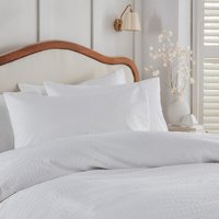 Georgia Embossed Duvet Cover Set - White / Double