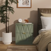 Las Vegas F Ready Assembled 2 Drawer Bedside - Reed Green