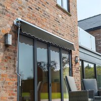 3m x 2.5m Retractable Manual Awning White Frame - Charcoal