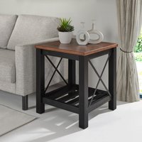 Cottage Lamp Table Solid Wood Side End Coffee - Black