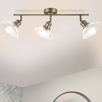 COSYLYTE Milan Bathroom 3 Light Glass Bar Spotlight - Brass