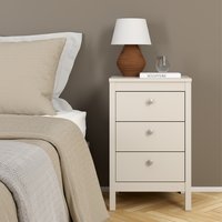 Madrid 3 Drawer Bedside Table - Cashmere