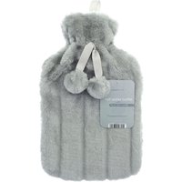 Luxurious Faux Fur Hot Water Bottle - Silver