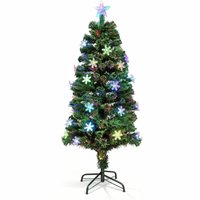 Snowflake LED Fibre Optic Christmas Tree - Natural Green / 6ft