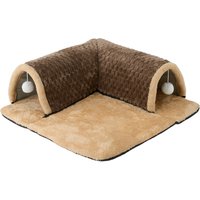 Cat Play Tunnel with Hanging Balls - Brown