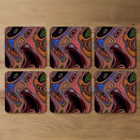 Pyschedelic Marble Pattern Coaster - Orange