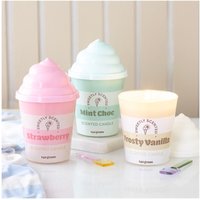 Strawberry Ice Cream Scented Candle Retro Pink Summer Decor - Cream
