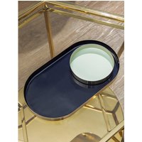 Elva Set Of Two Navy And Gold Trays - Black