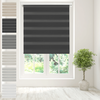 Day Night Zebra Duo Roller Blind - Black / 160cm / 110cm Width x 160cm Drop / 110cm