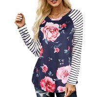 Women's Floral Striped Long Sleeve Top - Navy / 101cm