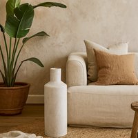 Terra Large Textured Stoneware Bottle Vase - Stone