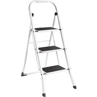 3 Step Steel Folding Step Ladder with Anti Slip Feet - White