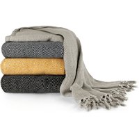 Herringbone Blanket Throw - Natural / 127cm / 152cm