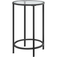 Round Mirror Top Accent Table - Black