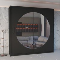 Modern Double Door Sliding Wardrobe - Black / 150cm