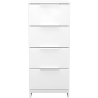 Plymouth Fully Assembled 4 Drawer Bedside Cabinet - White Gloss & White Matt