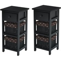 2Pcs Beside Table Nightstand - Black