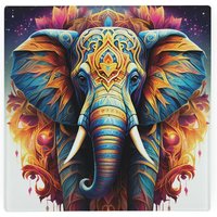 Carnival Elephant Glass Hot Pot Stand - Heat Resistant Non-Slip Trivet - Blue