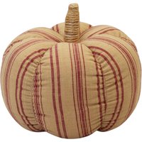 Four Candle Beige & Deep Rose Striped Fabric Pumpkin Decoration