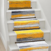 Bravich LTD Abstract Lines Hallway Runner Rug Non Slip Low Pile Hall Carpet in Mustard | Size: 60 cm x 150 cm