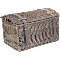 Antique Wash Wicker Domed Storage Hamper - Brown Grey / Small