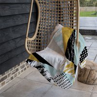 Geometric Shapes Brush Strokes Blanket - Yellow