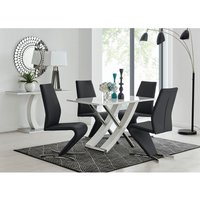FurnitureboxUK, Mayfair 4 White Dining Table and 4 Luxury Willow Chairs Set - Black FurnitureboxUK, Mayfair 4 White Dining Table and 4 Luxury Willow Chairs Set - Black