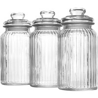 Set of 3 Vintage Airtight Glass Jars 1300ml - Clear