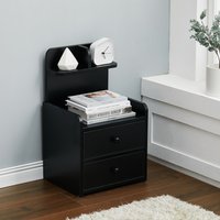 Wooden Bedside Table with Drawer - Black / 60.5cm / 2