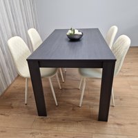Arrow Dining Table and Stitched Chairs Set - Charcoal
