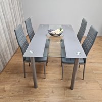 Grey Dining Table Set with 4 Chairs - Grey