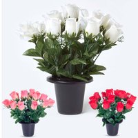 Set of 3 Gypsophila Artificial Flowers in Grave Vases - Multi