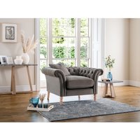 FurnitureboxUK, Olivia Velvet Chesterfield Armchair - Grey FurnitureboxUK, Olivia Velvet Chesterfield Armchair - Grey