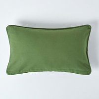 Homescapes Cotton Plain Cushion Cover - Olive / 50cm