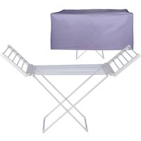Heated Clothes Airer Rack Rail And Cover - Silver