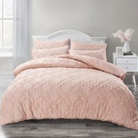 Luxury Allover Tuft Shabby Chic Duvet Set - Blush / Double
