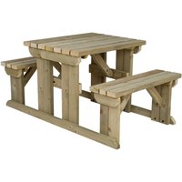 Abies Wooden Picnic Bench and Table Set - Natural light green / 90cm