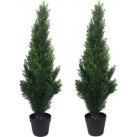 Pair of Artificial Cedar Cypress Topiary UV Resistant - UV Cedar / 25cm