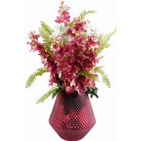 Dark Pink Artificial Delphinium Flower Arrangement Pink Vase - Dark Pink Delphinium Glass Vase
