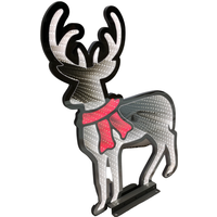 Samuel Alexander, LED Standing Reindeer Infinity Christmas Decoration with Metal Base - White Grey and Red Samuel Alexander, LED Standing Reindeer Infinity Christmas Decoration with Metal Base - White Grey and Red