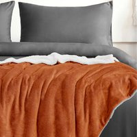 Snug Soft Plain Sherpa Backed Throw - Orange