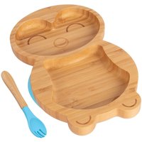 Bamboo Penguin Baby Weaning Plate Fork Set - Blue