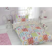 Birdie Patchwork Polycotton Duvet Set With Pillowcase - Multicolor / Double