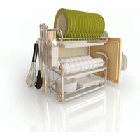 3 Tier Chrome Dish Drainer and Plates Holder - WHITE