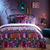 Creepy Town Reversible Duvet Cover Set - Charcoal