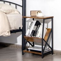 Bedside Table with Book Shelf - Brown