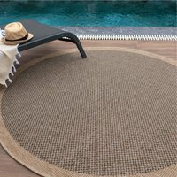 Nature Collection Checkered Circle Outdoor Rug - Dark Grey
